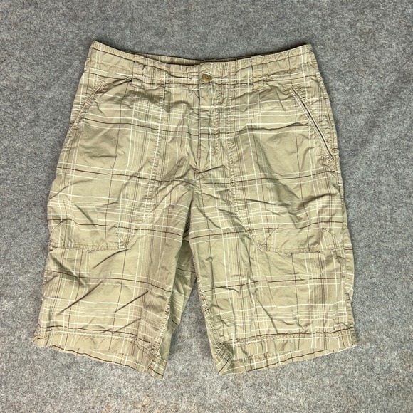 Nike Other - Nike Mens Shorts Medium Khaki Plaid Golf Outdoor Causal Drawstring Pocket Logo